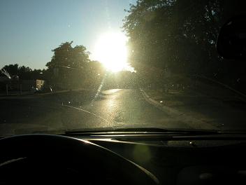 sun glare view from car